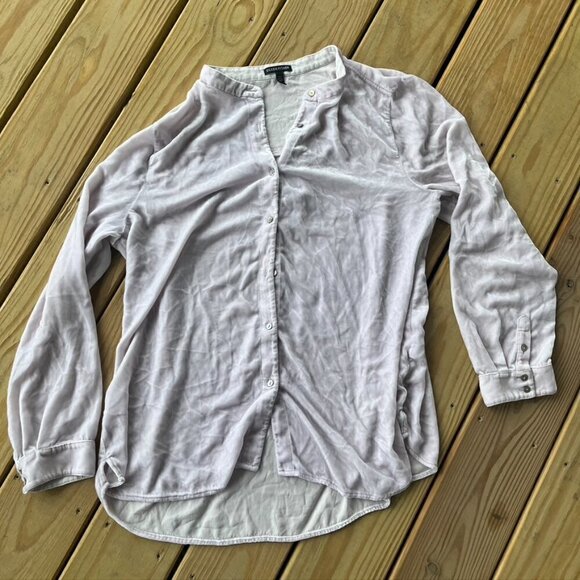 ** Eileen Fisher Velour Button Down Tunic Top Shirt Blouse Powder Pink Sz XL - Picture 1 of 12